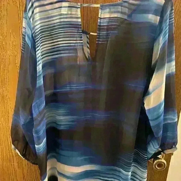 Blue, Sheer airy chiffon, blouse - Picture 8 of 10